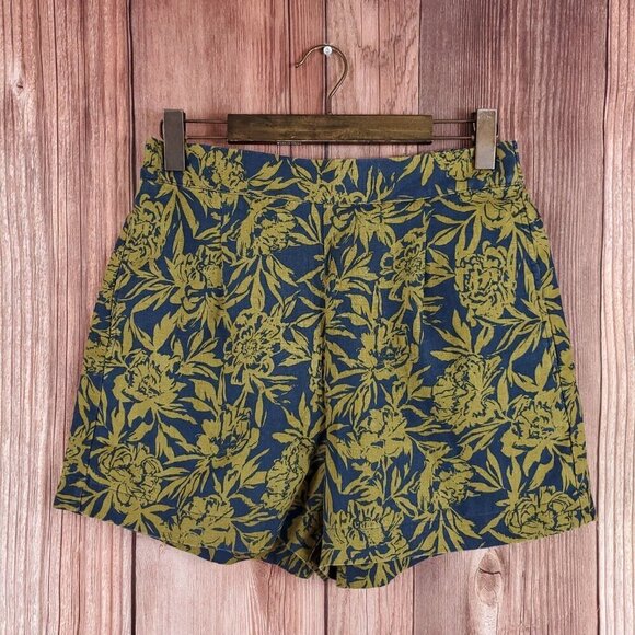NWT Madewell Womens Medium Clean Pull On 100% Linen Tropical Floral Shorts - Picture 1 of 12